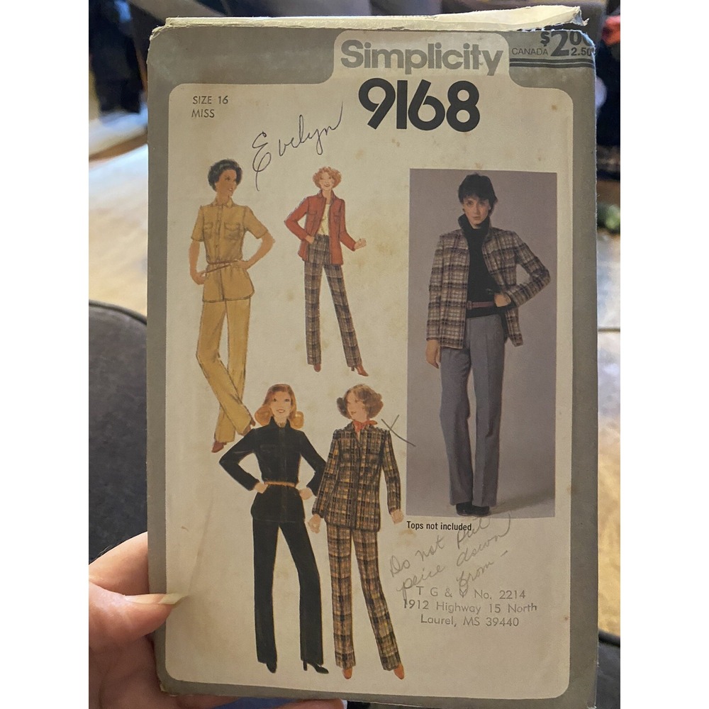 Vintage 1979 Simplicity 9168 Sewing Pattern Size 16 Jacket Pants Safari Style